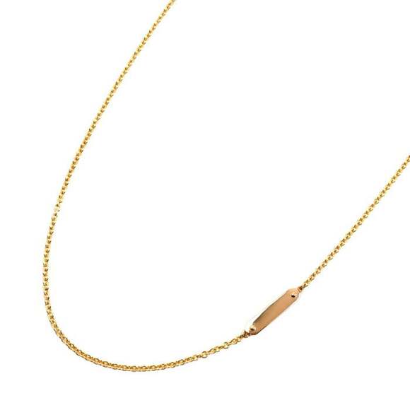 TIFFANY & Co. Tiffany 18KPG Pink Gold Tag Chain Mini Necklace 4.3g 46cm Wo...